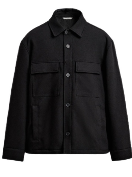 Zara Mens Black Shirt Jacket Size Xl